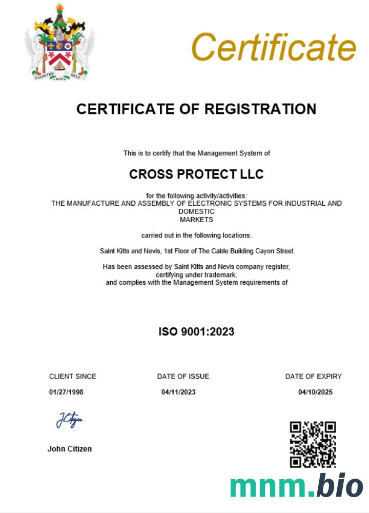 Saint Kitts i Nevis Business registration vcertyfikat Word i szablon PDF